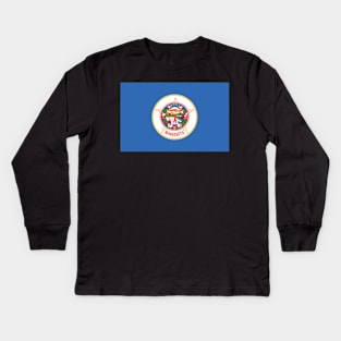 Minnesota Flag Kids Long Sleeve T-Shirt